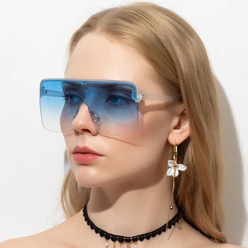 Supradimensionate Pătrat de sex Feminin de ochelari de Soare pentru Femei de Moda Plat Top Lens-O singură Bucată Bărbați Gafas Umbra Oglindă UV400 de sex Masculin