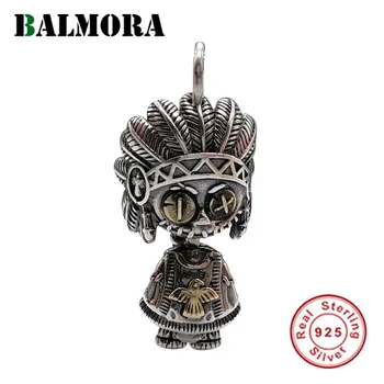 BALMORA 100% Argint 925 Retro Pene Pandantiv Pentru Femei, Bărbați Drăguț Rotativ Stil Indian Pandantiv Bijuterii Cadou