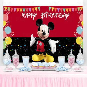 Disney Drăguț Mickey Minnie Mouse Fundal Albastru-Fotografie Fundal De Ziua Bunting Consumabile Partid Nou-Născut Banner