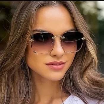 ZAOLIHU fără ramă Pătrată ochelari de Soare pentru Femei de Lux Supradimensionat Vara Nuante Retro de Metal Unisex Ochelari de Soare UV400 Ochelari de Epocă