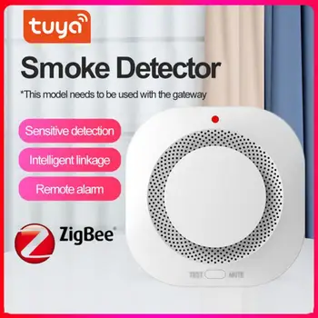 Tuya Zigbee, WIFI Detector de Fum Inteligent de Alarmă de Incendiu Progresivă Sunet Senzor de Fum Fotoelectric de Lucru Cu Tuya Zigbee Hub
