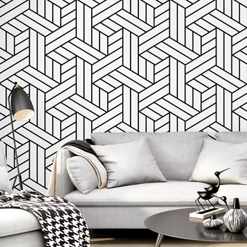 Stil Nordic tapet în fundal TV alb-negru grilaj de geometrie dormitor living modern net simplu tapet rosu