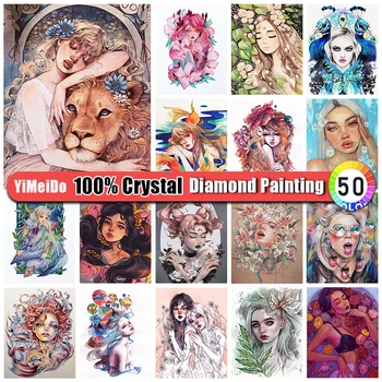 YiMeiDo Constelație Fata Completa 100% Rotund Cristal De Diamant Pictura Desen Animat Animale Diamant Broderie Flori Mozaic Decor Acasă