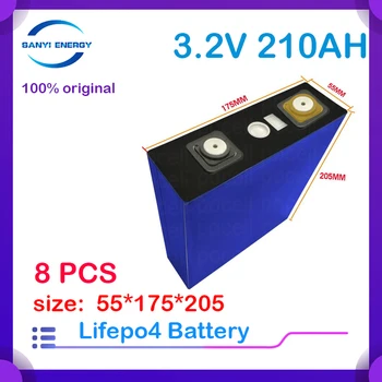 8PCS Lifepo4 3.2 V 210Ah Clasa 12V 24V 48V Battery Pack DIY RV Celule Solare și Sistem de Stocare a Energiei Barca de Golf EV Stivuitor