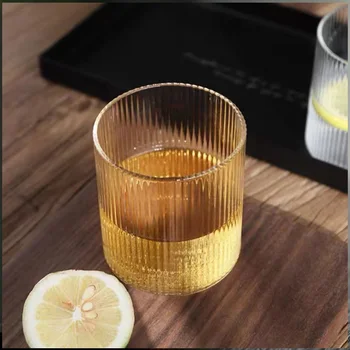 Japoneze Striate cu Dungi Pahar de 300ML Pahare de Whisky Dungi Verticale Cana de Căldură-rezistent la Apa Ceai Cafea cu Gheata Suc de Cana de 4 Buc