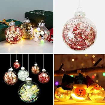 20 BUC DIY de Plastic Clar Completabile Ornament de Crăciun cu Bile de Îndepărtat de Argint cu Capac din Metal pentru pomul de Crăciun