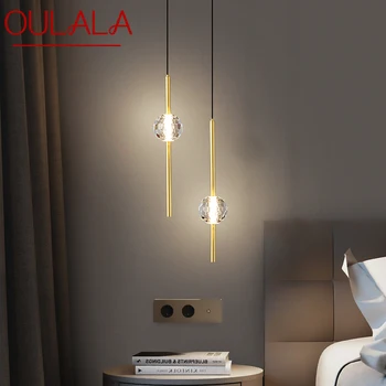OULALA Contemporane Cupru Pandantiv Candelabru LED 3 Culori de Alamă de Aur Perdeaua de Lumini Cu Cristal Pentru Casa Moderna Dormitor