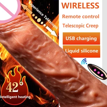 Fără Fir Vibrator Telescopic Pentru Femei Vibratoare Imense Vibrador Încălzire Piele Sentiment Realist Penis Super Mare Vibrator Din Silicon