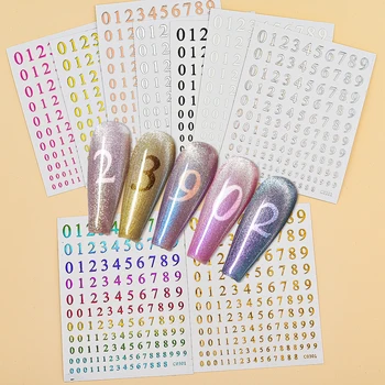 0-9 Alfabetul Numărul 3D Nail Art Stickere Auto-Adezivă de Transfer engleză Număr Decal Unghii Inscripția Slider Manichiura Decor