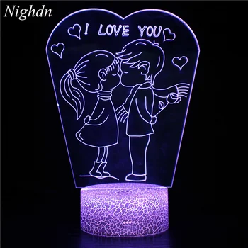Cadou Ziua îndrăgostiților 3D Dragoste Lampa Acrilice Cuplu LED Lumina de Noapte Draga mea Cadou de Ziua Dormitor Decor Decor de Nunta