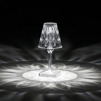 Transparent Diamant Lampă de Masă USB Reîncărcabilă Acrilica de Decorare Lampa de Birou Dormitor Bara de Cristal, Corpuri de iluminat Cadou Lumina de Noapte