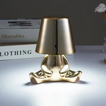 Gânditori Lampa italiană Mic Om de Aur Lumini de Noapte Touch Lampă de Masă Lămpi de Noptieră Magazin de Cafea Cameră Decor Masă Nightligh