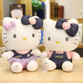 25-50cm originale Sanrio Hello Kitty papusa jucarie de plus Hello Kitty KT denim fusta Kitty papusa perna