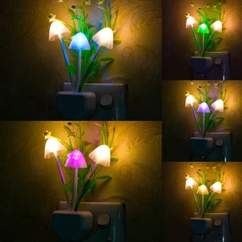 Ciuperci Lampa de Noutate Lumina de Noapte Ciuperca Luminaria Lampa LED 3 LED-uri Colorate Lumini de Noapte Plug SUA