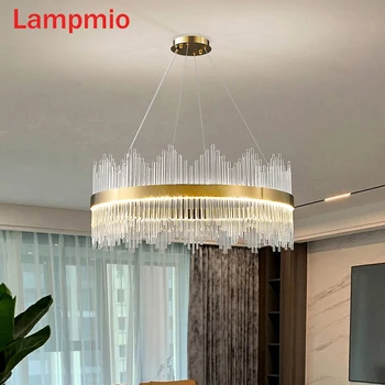 Lampmio de Lux 1M Candelabre Pentru Sala de Mese Restaurant Candelabru de Iluminat Art DECO 600MM 800MM Rotund Pahar de Aur Lustru