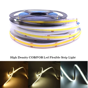 COB LED Strip 300 384 528 Led-uri de Înaltă Densitate, Flexibil ȘTIULETE de LED Lumina DC12V 24V RA90 3000K 4000K 6000K Banda LED 5m/lot.