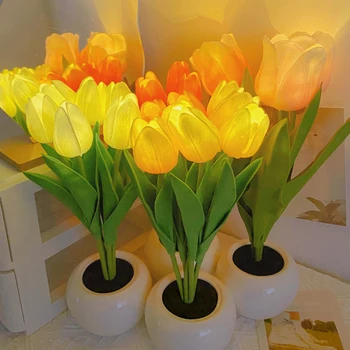 LED-uri Tulip Lumina de Noapte Simulare Flori de Lampă Atmospher Lampă Noptieră Romantic Ghiveci Lumina Home Office Room Cafe Bar Decor