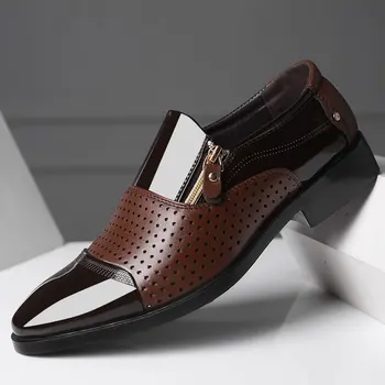 2022 Barbati Vara Pantofi De Piele A Subliniat Deget De La Picior Negru De Calitate Din Microfibră Piele Moale Om Breathble Gaura Pantofi Pentru Omul De Vară