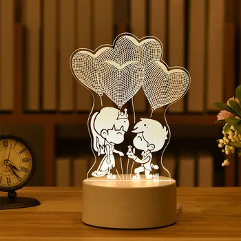 3D Acril Colorat Lumina de Noapte pentru Copii Lampă de Masă Lampă cu Led-uri Pentru Acasă 7 Culoare Romantic Ziua Îndrăgostiților Cadou de Anul Nou Decoratiuni 2022
