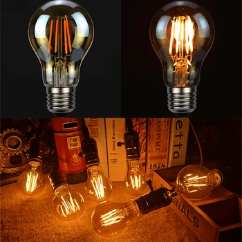 4BUC/Lot ST64 A60 LED 6W 8W Aur Filament Bec E27 Lumina 220V Epocă Fiolă Vintage Edison Lampa Retro Aur Aspect de Sticlă