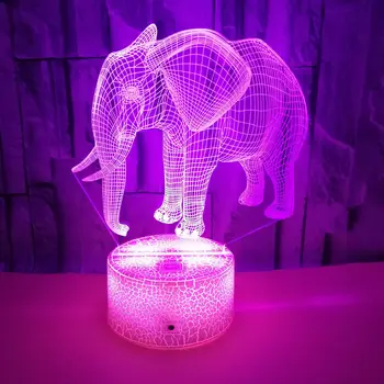 3D Lumini de Noapte Acrilice Lampă de Masă Elefant Cifra de Casă Cameră Decor plin de culoare LED Lumina de Ziua de nastere Cadouri de Craciun pentru Copii Baby