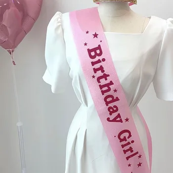 Stil coreean petrecere de aniversare pentru copii eticheta centura, fata roz fată ziua de nastere curea de umăr, birthday party dress up, fotografie elemente de recuzită