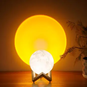 Mini Moon Apus de soare Lampă Lumina de Noapte LED-uri Control Tactil Estompat Reîncărcabilă Decor Atmosfera Lampa Creative Lămpi de Noptieră