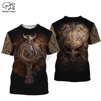 PLstar Cosmos Moda de vara femei pentru barbati 3D full tipărite harajuku tricouri Viking tatuaj cu maneci Scurte T-shirt stil-3