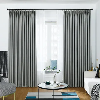 Noua draperie black-out complet perdele sufragerie, dormitor culoare solidă verticale cereale izolare fonica simplu și modern 1