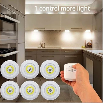 3W Super-Luminos Cob În Cabinetul de Lumină LED-uri fără Fir Control de la Distanță Estompat Dulap Lampa de Noapte Acasă Dulap Dormitor Bucatarie