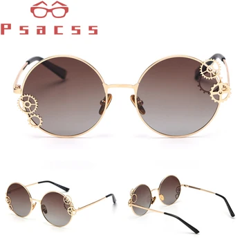 Psacss Rotund Punk Polarizat ochelari de Soare Femei Bărbați de Înaltă Calitate, Cadru din Aliaj de Epocă Viteze de Brand Designer de Ochelari de Soare de Partid UV400