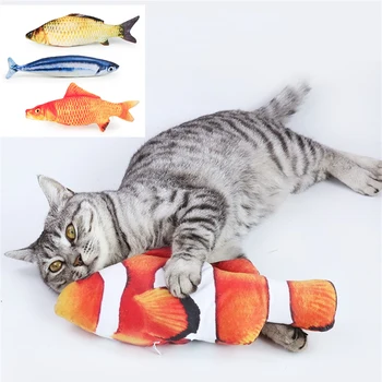 Drăguț de Pește 3D Creative Cat de Simulare Jucărie Pluș Moale Anti-Muște Interacțiune Guma de Fals Pește Pisică Jucării pentru animale de Companie Joc Accesorii