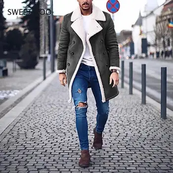 Toamna Iarna Cald Mens Jachete Solide 2022 Moda Slim cu Maneca Lunga Butonul de Îmbrăcăminte Casual, Guler de Turn-down Coat Bărbați Streetwear