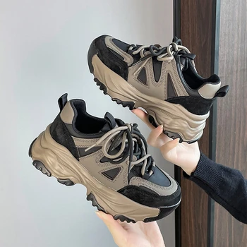 2023 Primavara Toamna Femei Pantofi Noi Indesata Adidasi pentru Femei Dantelă-Up Vulcaniza Pantofi Casual Fashion Tata Pantofi Platforma Adidasi