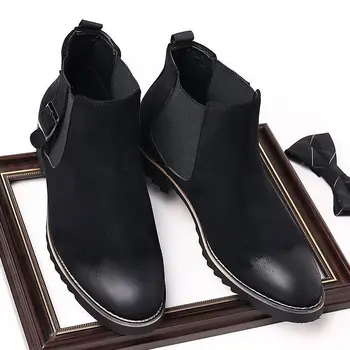 moda pentru bărbați petrecerea de banchet rochie chelsea cizme maro negru piele de căprioară vacă din piele pantofi respirabil cowboy boot frumos glezna botas