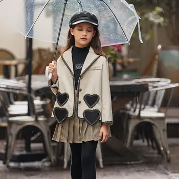 Fetita Dragoste mozaic haine copii primavara toamna anului nou, de înaltă calitate îmbrăcăminte exterioară Printesa liber blazer jacheta 4-14Y wz390