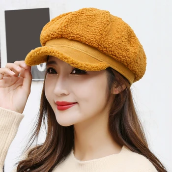 Moda Femei Drăguț Cald Berete Pentru Femei În Aer Liber Toamna Iarna Casual Doamna Octogonal Retro Capac Pălărie